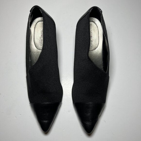 Bandolino Heels Womens Size 9M Black Isannah Pointed Toe Kitten Leather Slip On - Picture 2 of 9